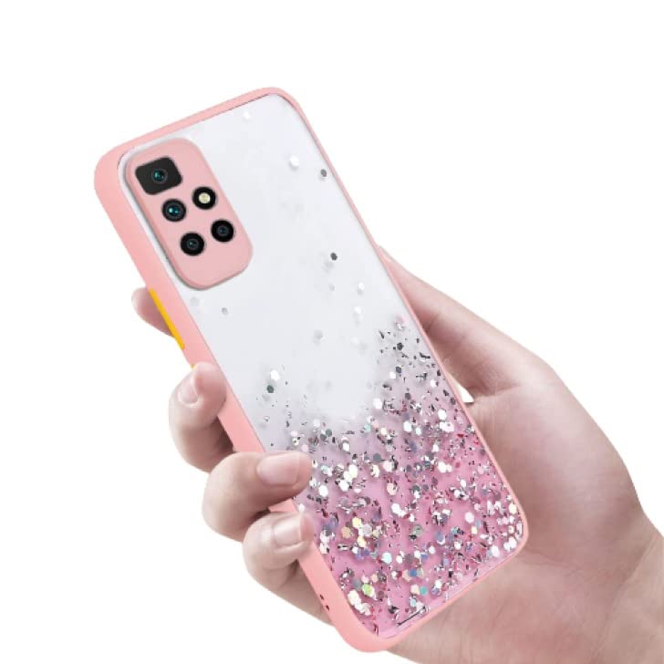 Image of VONZEE Case Compatible with Xiaomi Redmi 10 Prime, Non Moving Glitter Cover for Girls & Women Soft TPU Shockproof Anti Scratch Drop Protection Cover (Pink)
