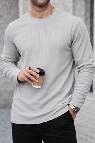 Image of Mack Jonney Men's Striped Ribbed Black Full Sleeve T-Shirt | Premium Soft Stretch Fabric | Casual Wear Round Neck Tee-M6265