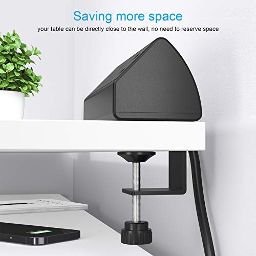 Desktop Power Strip Socket with USB QC3.0 Fast Charge, Conference Desk Power Outlets with Clamp Mount, 6.5 ft Extension Cord Connect 2 Plugs for Home Office Reading (Black) - Thumbnail 5