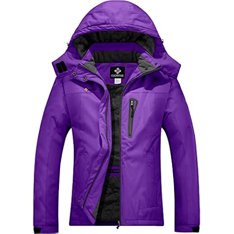 GEMYSE Women's Winter Waterproof Ski Jacket Mountain Windproof Fleece Coat with Hood (Pure Purple,L) Cover