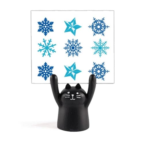 Chat noir porte-mémo illustration flocon pour embellir votre espace de télétravail