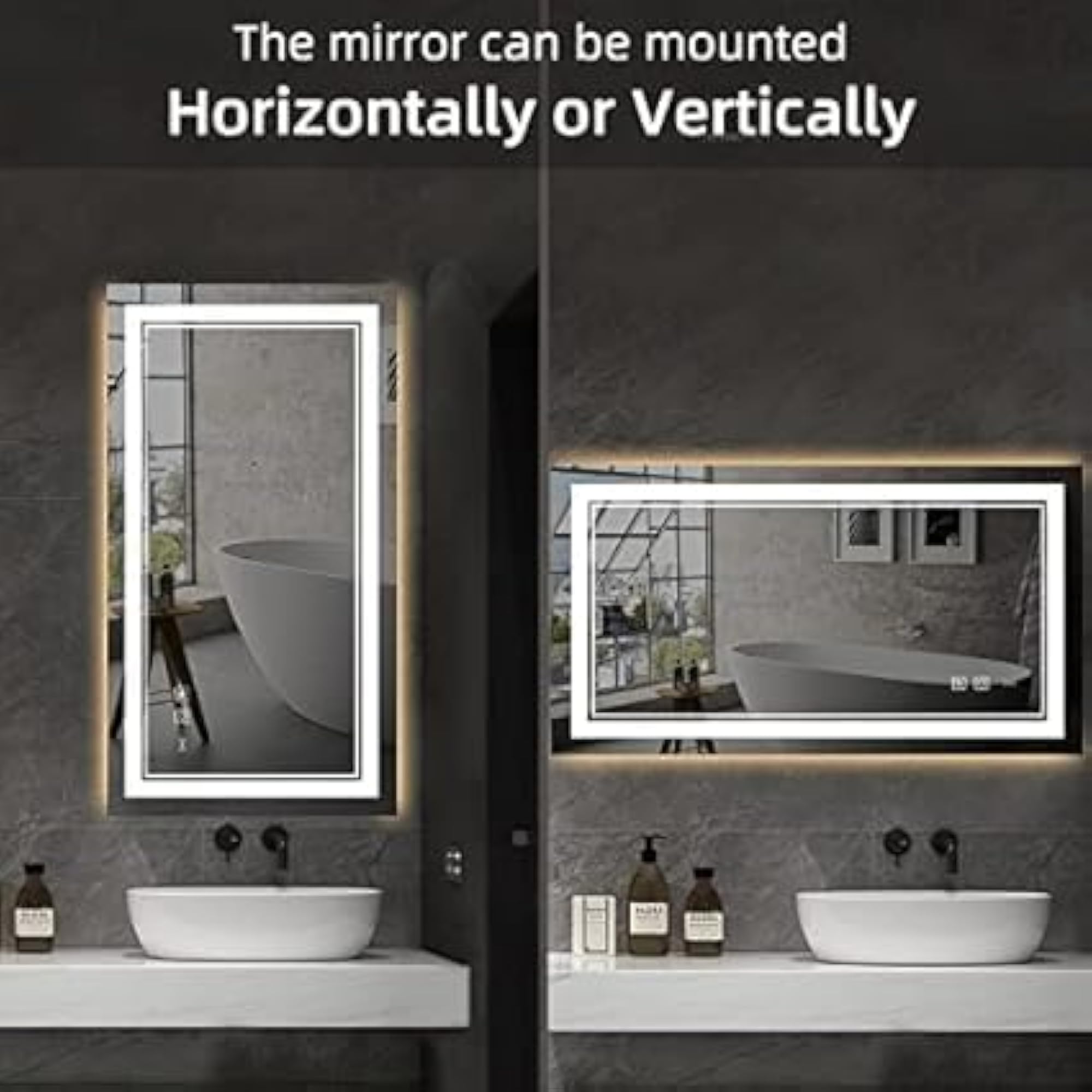 LED Bathroom Mirror with Front 3-Color Light