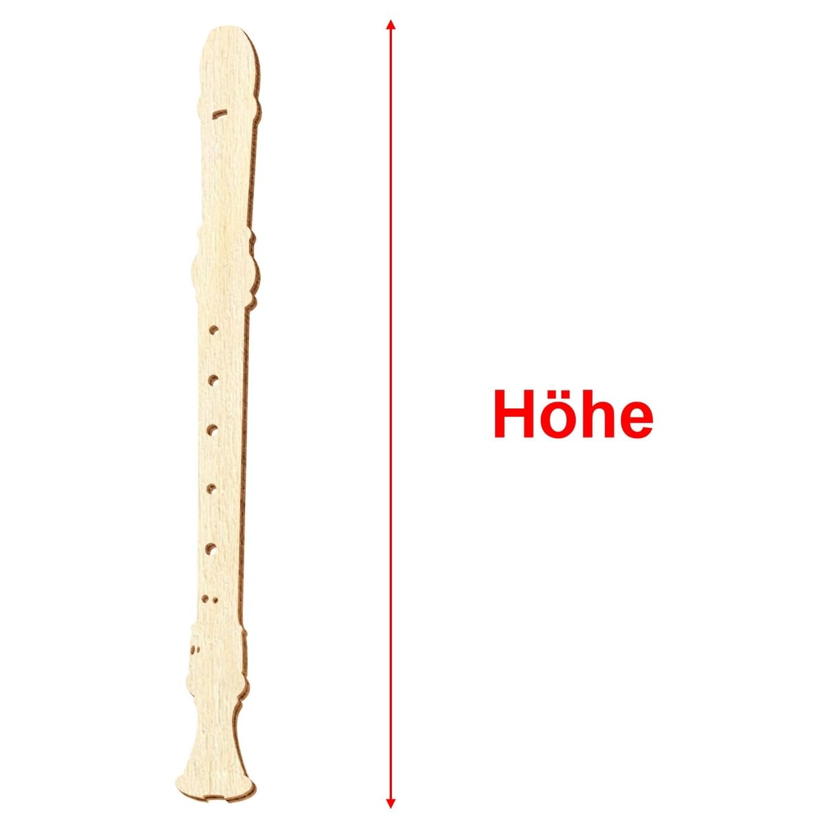 Holz Blockflöte - Deko Zuschnitte 5-50cm, Größe:32cm, Pack mit:10 Stück