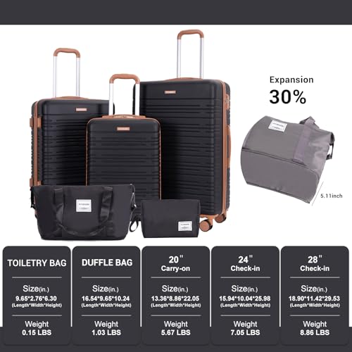 Amalodie Luggage Sets 5 Piece Suitcases with Double Spinner Wheel,Suitcase Set ABS Hard Case Luggage with TSA Lock and Durable Waterproof Travel Luggage2