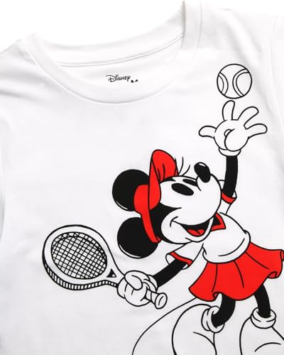 Image of Disney Girls Minnie Mouse and Lilo Cotton Blend Crew Neck Graphic T-Shirt | Officially Licensed, Soft Feel, Relaxed Comfy Fit Kids Love, Fun Character Prints, Great for School, Play and Everyday