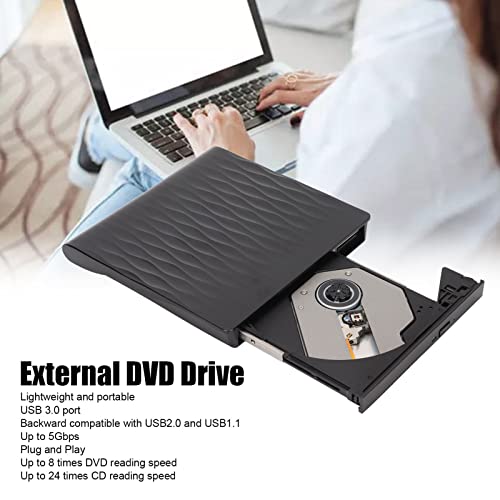 Unidade de DVD Externa, Leitor de DVD Portátil USB 3.0 para Laptop CD DVD +/-RW Unidade de Disco CD