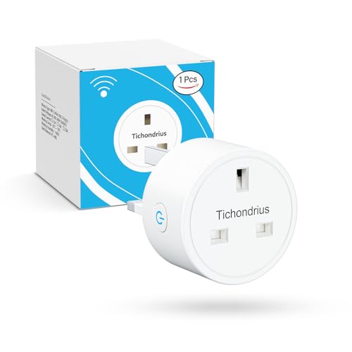 Tichondrius WiFi Smart Plug 16A Smart Outlet Plug Socket Compatible with Alexa Mini Socket with Remote Control & Voice Control with Electricity Statistics Timer Function No Hub Required (1 PACK)