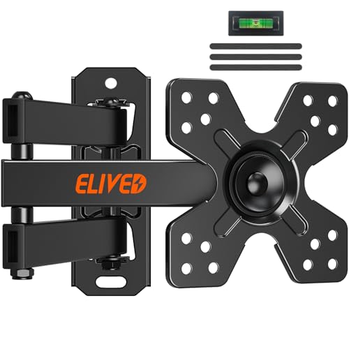 ELIVED TV Wall Bracket Tilt Swivel for Most 14-30 Inch TVs up to 15KG, Max VESA 100x100mm, Full Motion TV Bracket with Articulating Arm, Monitor Wall Mount for LED, LCD, OLED Flat/Curved Screens