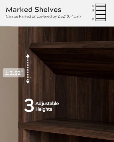 Image of EYYTHUNG Farmhouse 71 inch Tall Bookshelf Set of 2, Large Freestanding Wooden Open Bookcase with Adjustable Shelf, Wood Display Book Shelf for Living Room, Office, Brown