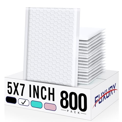 Fuxury Bubble Mailers Bulk 5x8.6" 800Pack White Waterproof Padded Envelopes