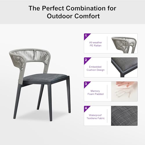 Image of PURPLE LEAF 11 Pieces Outdoor Dining Set Patio Extended Upgrade Table and Chairs Set Aluminum Wicker Rattan Patio Furniture Set for Lawn Garden Backyard Dark Grey