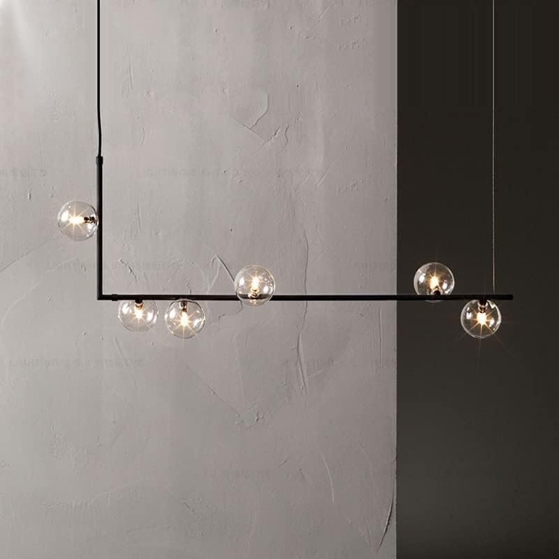 Lustre boule en verre pour restaurant et bar, lampe longue chic noire et dorée