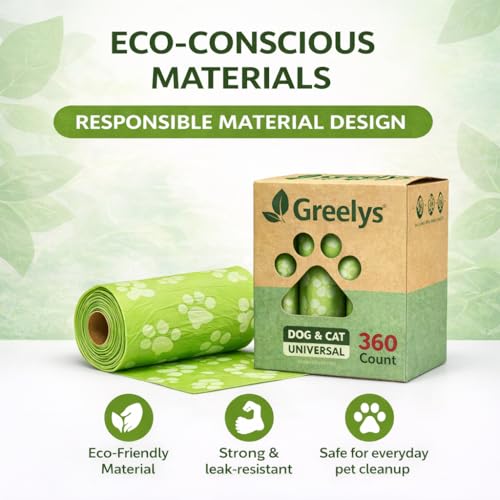 Image of Dog Poop Bags 360 Count - Strong Leak-Proof, Easy Tear, Eco Friendly Biodegradable Waste Bags for Dogs & Cats, Unscented