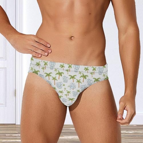 Cute Elephant And Palm Tree Men's Swim Trunks Briefs Swimsuit Swimwear Bathing for Underwear Beach3