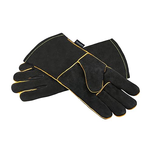 OLSON DEEPAK Leather Heavy Duty Heat Resistant Safety Gauntlet Gl...