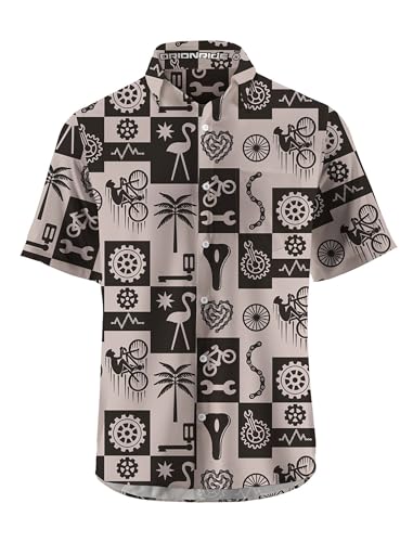 ORIONRIDE Cycling Shirts-Original Components Design,Zipper Pockets,Short Sleeves,Button Down Gravel Shirts for Biking