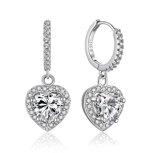 MomentWish Drop Earrings for Women, Women's Gift for Valentine Birthday, D Color VVS1 Dancing Moissanite Earrings, 925 Sterling Silver Dangle Earrings 4 Heat-Drop
