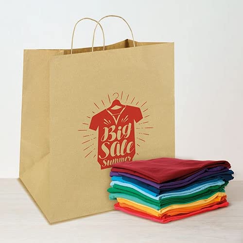 DISOK - Lote de 100 Bolsas de Papel Kraft Grandes de 100 Gr/m2, 46 x 16 x 49 cm, Bolsas Marrón Retro Natural para Tiendas, Negocios y Supermercados