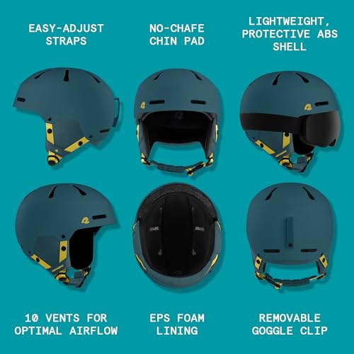Image of Comstock Kids Ski & Snowboard Helmet with ABS Shell, EPS Impact Protection & 10 Cooling Vents - Adjustable Winter Sports Gear, Goggle Clip
