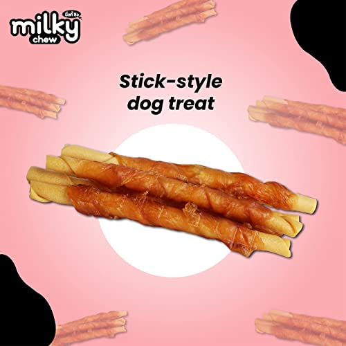 Image of Milky Chew Chicken Stick Dog Treats - Premium Rawhide-Free Milk-Flavoured Sticks for Dogs of All Ages & Sizes - Nutritional 4-Pack