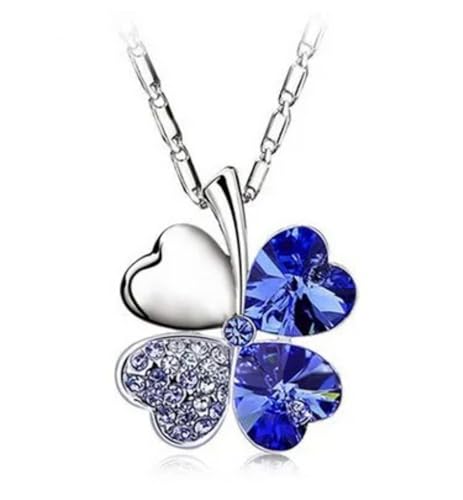 Collier porte-bonheur pour femme en argent avec pendentif trèfle 4 feuilles amoureux