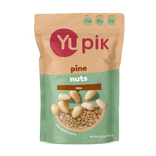 Yupik Pine Nuts, 3.5 Oz, Gluten-Free, Kosher, Smooth & Creamy Pine Kernels, Raw Nuts, Shelled, Unsalted, Unroasted, Oil-Free, Source of Iron