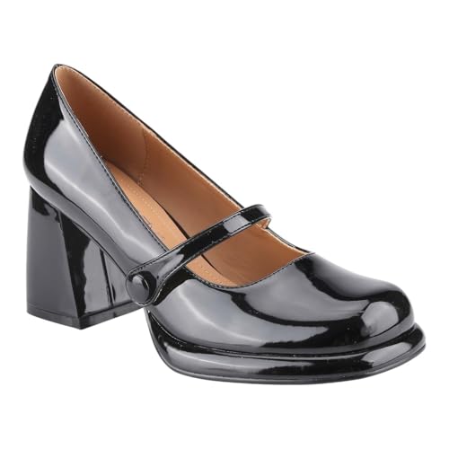 Womens Pumps Chunky Heel Square Closed Toe Heels Block Strap Mary Jane