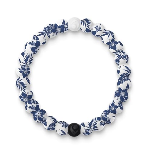 Lokai Silicone Beaded Bracelet for Women & Men (Navy Lei Medium) - Stylish & Colorful Bead Bracelet Fashion Jewelry - Ring Bangle Slide-On Style Over Wrist for Comfortable Fit