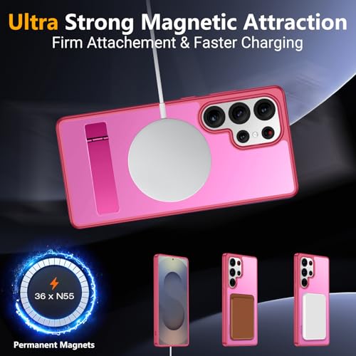 Image of SPIDERCASE Magnetic for Samsung Galaxy S25 Ultra Case, [3 Stand Ways][ Military Grade Drop Protection] with Invisible Stand Slim Phone Case for S25 Ultra 5G,Rose Red