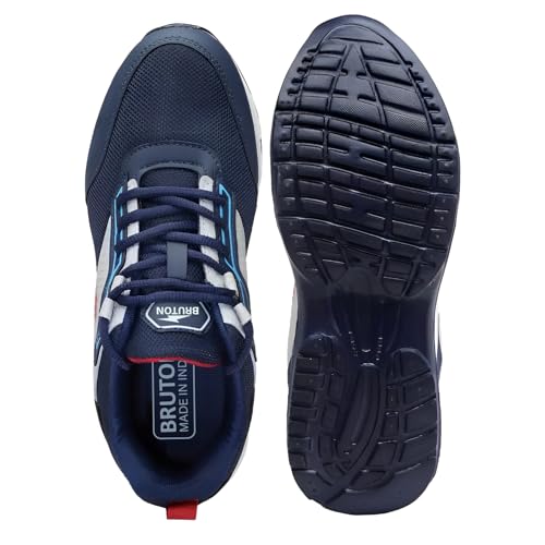 Image of BRUTON Men's 971 Blue Synthetic Leather with EVA Sole Sports Shoes -8 UK