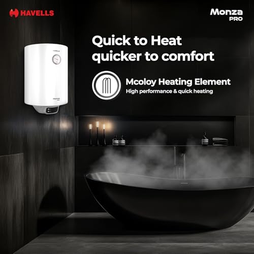 Image of Havells Monza Pro 15L Storage Water Heater(Geyser)|Faster Heating|Safer to use|Saves electricity|Engineered for Hard Water|Endurashield Coated Anti Rust Tank|Whirlflow Technology|High Rise suitable