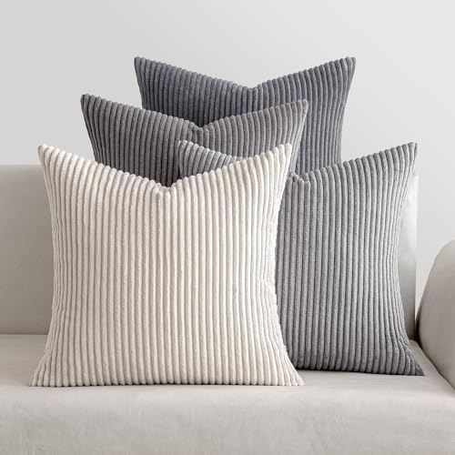MIULEE Corduroy Cushion Covers Soft Decorative Square Throw Pillo...