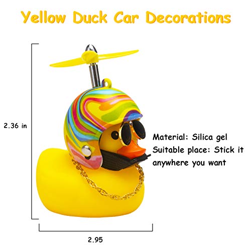 Image of wonuu Rubber Duck Car Decorations Cute Yellow Duck Car Dashboard Ornaments with Propeller