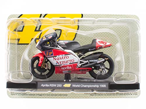 OPO 10 - Moto 1/18 de The Doctor Valentino Rossi #46, Reproduction Compatible avec Aprilia RSW 250 - World Championship 1998 - VR018
