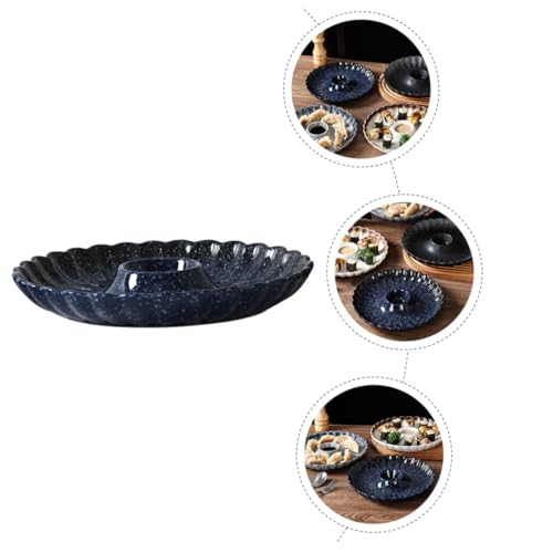 Plato de cerámica redondo para sushi con dip miniatura 3