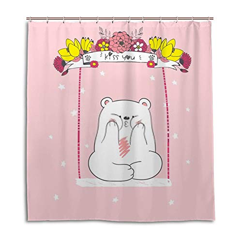 Rideau de douche ourson tissu imperméable 168x183 cm - 5