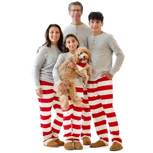 Butterblu JAMIE Matching Family Jammies Holiday Pajamas 100% Organic Cotton PJs Adults, Kids, Toddlers, Baby, Pets, Red Jumbo Stripe, X-Large