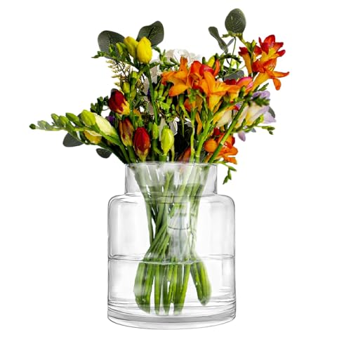 QUTHZZHY Florero de cristal transparente, jarrón grande de cristal para decoración moderna del hogar, jarrón de cristal, decoración para hierba de Pampas, salón, dormitorio, comedor, boda, oficina,