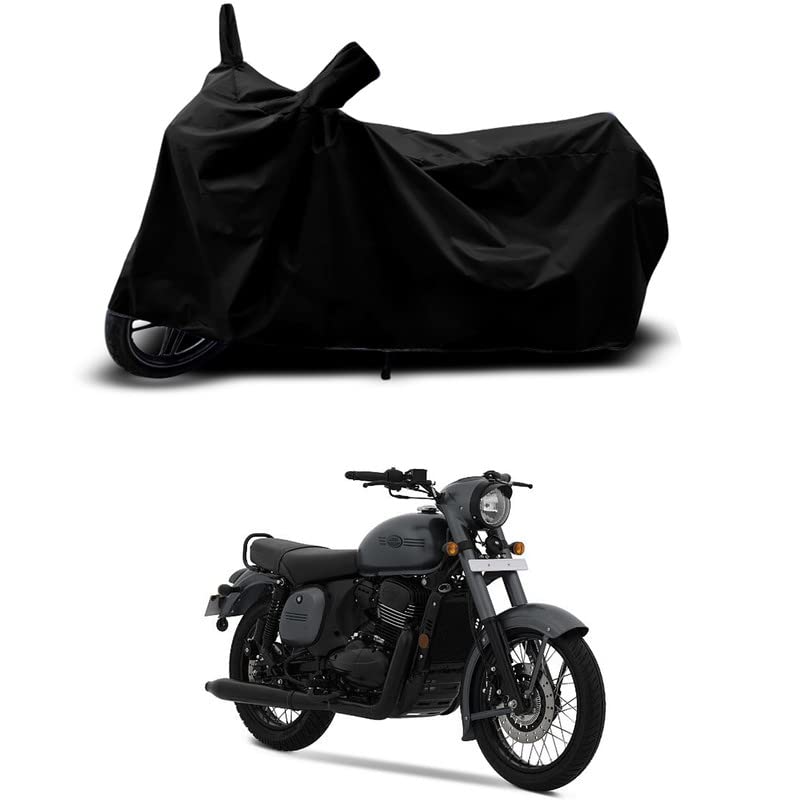 Image of 100% Scratchproof /UV-Rays /Heat Protection /Birds Dropping /Water Resistant /Dust Proof /Waterproof /Bike Scooty Two Wheeler Body Cover Compatible for Jawa Single Channel BS6 All Varient[Black]