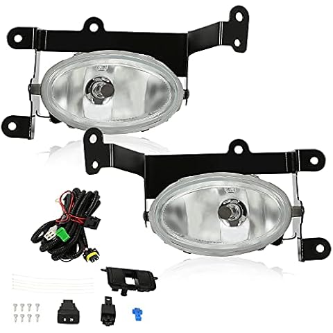 ECOTRIC Fog Lights Compatible with 2006-2008 Honda Civic 2Dr Coupe Driving Fog Lights Lamps w/ Switch Bulbs Harness Kit Clear Lens Pair Cover
