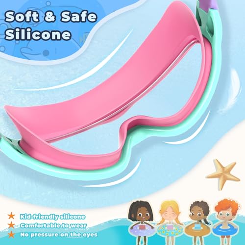 Image of Keary 2 Pack Kids Swim Goggles for 3-15 UV Protection Anti-Fog Pool Water Swimming Goggles for Boys Girls Youth Toddler