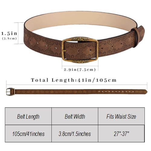Tgirls Western Belt for Women Men Vintage PU Leather Belt for Jeans Dress Cowgirl Cowboy Waist Belts3