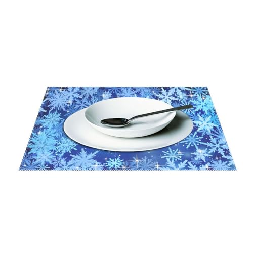 Sets de table de Noël bleus ALAZA lavables pour protéger votre table
