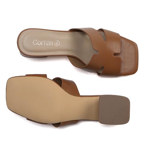 Women's Square Open Toe Sandals Low Block Chunky Heel Slip on Comfortable Casual Sandals for Daily Wear2