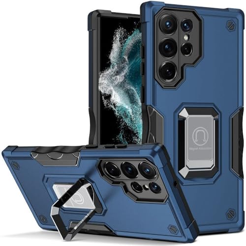 Coque Samsung S25 Ultra anti chute bleu avec anneau support silicone aimanté