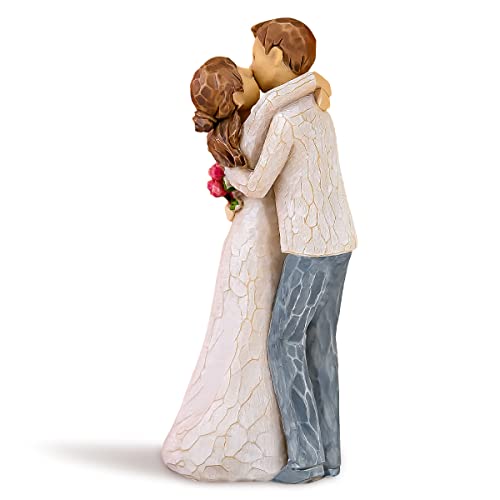 Husband And Wife Figurine Statue, Romantic Hand Painted Loving Kiss Couple Figure Anniversary Wedding Valentine's Day Gift For Her Him Boyfriend Girlfriend (Can't Help Falling In Love) #TOP3