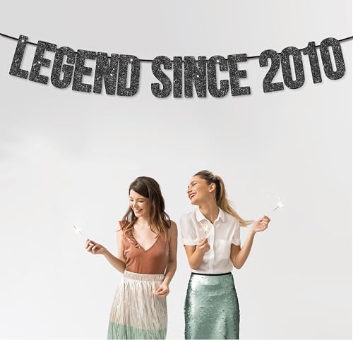 Image of Pre-Strung Legend Since 2010 Banner for 15th Birthday Party Decoration,Happy 15th Men Women Birthday Party Banner,Handmade - Black