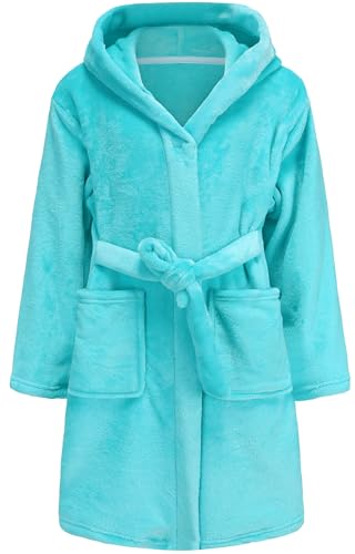Image of Kid Fleece Hooded Robes Girls Bathrobes Boys Soft Plush Sleepwear Toddler Fuzzy Pajamas