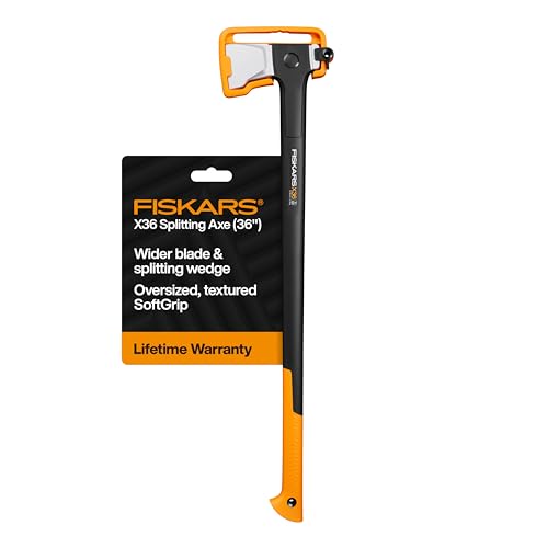 Fiskars X36 Super Splitting Axe 36', Forged Steel Blade for More One-Strike Splits on Large Logs, Shock-Absorbing FiberComp Handle & Low-Friction Coating for Easy Removal & Rust Protection