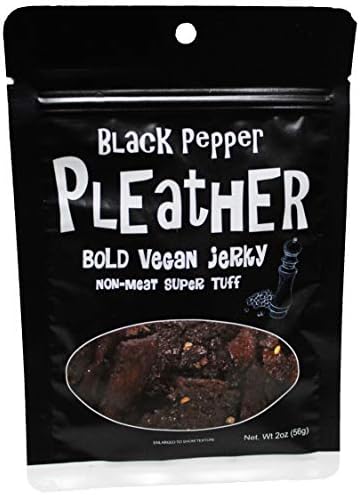 Black Pepper Vegan Jerky - Bold, Traditional Extra Tough Texture - Hand Made